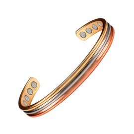 EnerCoppeX 3500 Gauss Magnetic Bracelet 99.99% Pure Copper Magnetic Bracelet Classic Elegant Three Tone Female Bracelet with 8 Magnets (C)