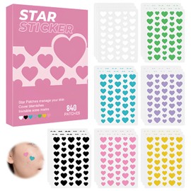 LYQNIHOB Pack of 840 Pimple Plasters, Breathable Heart Shape, Pimple Patch, Hydrocolloid Plaster, Invisible Natural, Night 2-in-1 Anti Pimple Patches, Acne, Breathable Absorptions