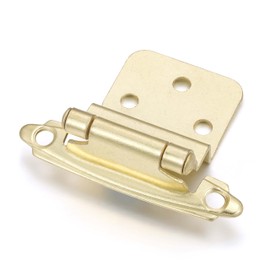 Vallecloud 10 Pack (5 Pair) 3/8" Inset Gold (Brass) Nickel Self Closing Cabinet Hinges for Offset Kitchen Cabinet Door, Face Frame Semi Concealed Kitchen Cabinet Hinges