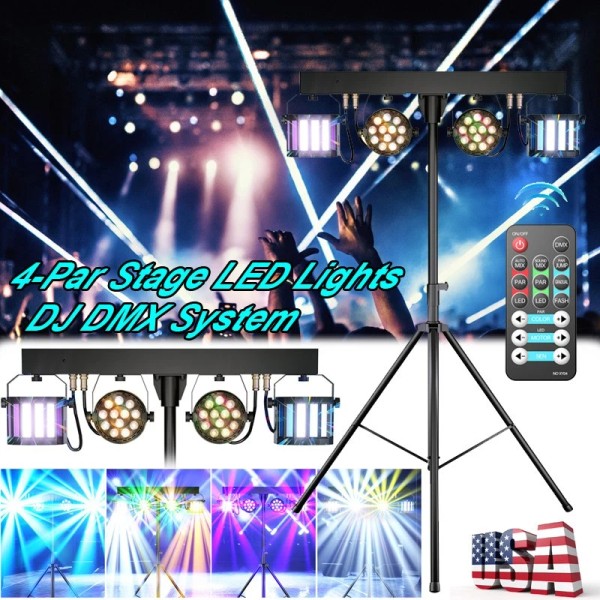 HOLDLAMP Complete Professional 4-Par Stage LEDs Lights DJ Band Party
