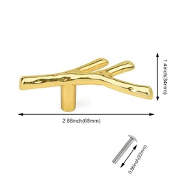 AchNau 10x Cabinet Knobs Wardrobe Drawer Door Cupboard Handle Pulls Twig Single Hole Gold