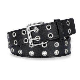 SUOSDEY Double Grommet Belt for Women Punk Wide Goth Womens Belts for Jeans