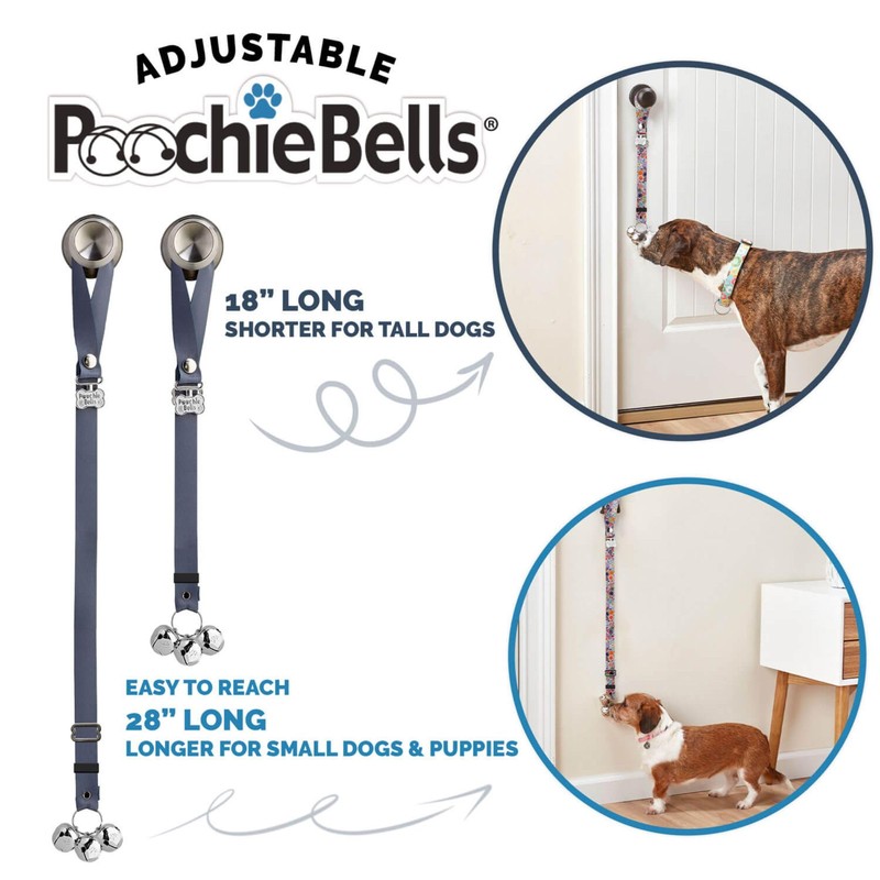 PoochieBells Adjustable Size Dog Doorbell for Potty Training Dog-Safe Bells