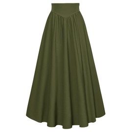 SCARLET DARKNESS Women's Victorian Costume Skirt Medieval High Waist Maxi Skirt, olive green