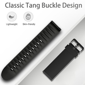 Compatible for ITOUCH AIR 4 Bands Band, Lamshaw Silicone Replacement Soft Band Wristbands Straps with Stainless Steel Buckle for Compatible for ITOUCH AIR 4 41mm / 46mm / Air 3 44mm Smartwatch (Black)