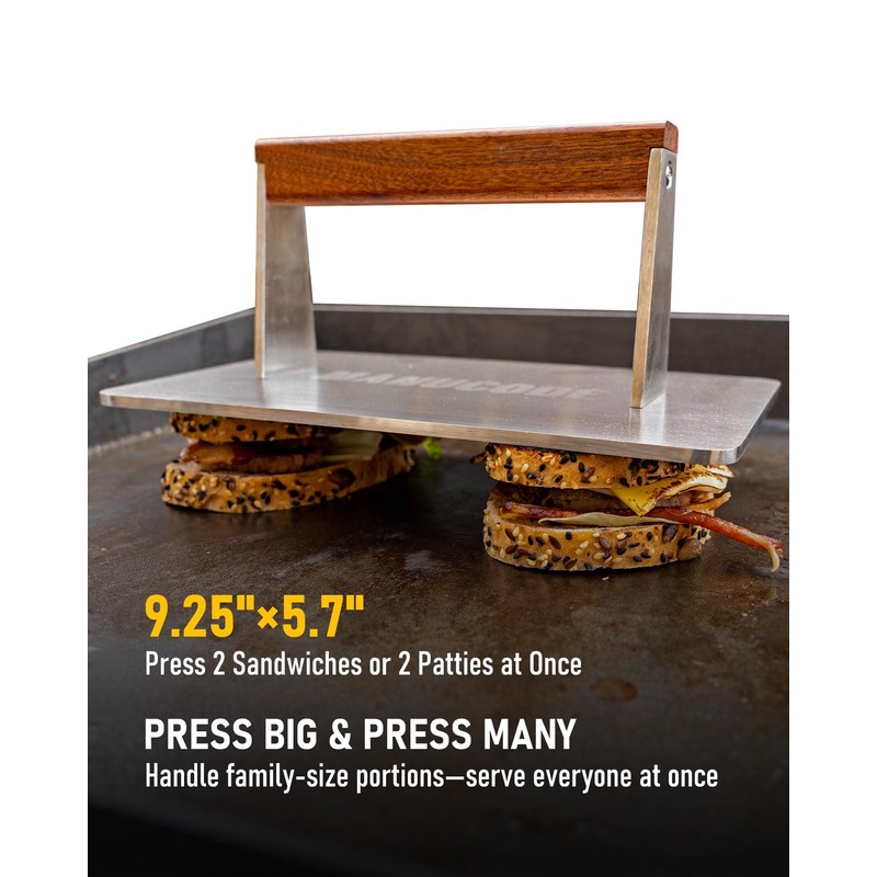 Manucode Stainless Steel Bacon Press - 3.2 LB Heavy Cooking