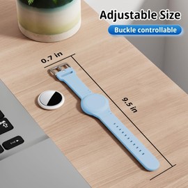 Foweroty Bracelet for AirTag 2nd Gen (2026) & 1st for Kids, Waterproof for air tagholder with Soft Silicone, Full Coverage Anti-Lost Hidden Wristband Accessories Watch Band for Child, Gray Blue