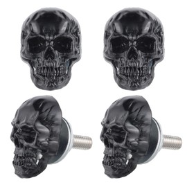 Temzzer Skull License Plate Bolts Anti-Theft Car Tag Frame Screws for Most Vehicle Motorcycle 4 PCS (Black)