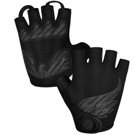 MOREOK Cycling Gloves Bike Gloves for Men/Women-[5MM Gel Pad] Biking Gloves Half Finger Road Bike MTB Bicycle Gloves-black-128-M