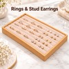 Bamboo Wood Velvet Ring & Stud Earring Display Tray –