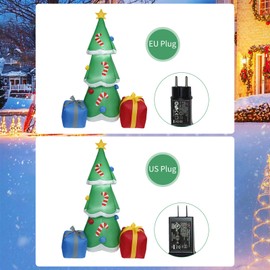 6FT Christmas Inflatables Xmas Tree with Gift Boxes Shaped LED Blow Up Xmas Inflatable Props With Fixed Stakes Tethers for Outdoor Garden Yard Party Decoration