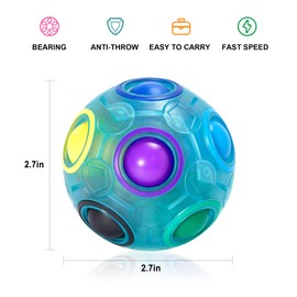 Vdealen Magic Rainbow Puzzle Ball, Fidget Ball Puzzle Brain Teaser Fidget Toy for Boys & Girls- Birthday Party Easter Valentines Christmas Stocking Stuffers for Kids Teen & Adults(Blue)