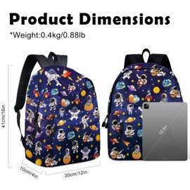 ROVOZAR Space Astronaut School Backpack for Boys, Space Backpack for School, Kids Astronaut Print Bookbag, 16 Inch Space Theme Laptop Back Pack for School Travel Hiking Camping