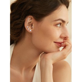 14K Gold Plated 6 Pairs Women's Stud Earrings Set | Hypoallergenic 6 Studs Pack | Premium Cubic Zirconia Stud Earrings (14k Gold)