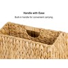 StorageWorks Hand-Woven Divided Magazine Basket, Rattan Magazine Holder, Natural Wicker