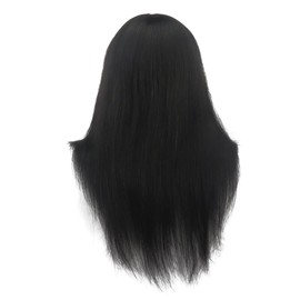 18 Inch 100 percent Human Hair Brown Black Hairdresser Exercise Head Dummy Model with Long Hair Styling Exercise Head Model. (Black)