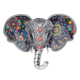 DUOWEI Enamel Elephant Brooch Elegant Animals Pin Lapel Clothes Scarf Women Teens Jewelry Gift (Black)