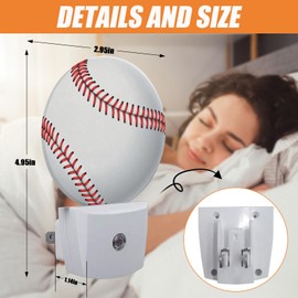 EMXION Baseball Night Light,Field Sport Ball Nightlight Plug into Wall LED Lamp Auto Sensor Dusk to Dawn for Bedrooms/Kitchens/Toilets/Corridors,Energy-Saving