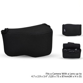JJC Soft Neoprene Digital Camera Case Pouch Compact Bag Protector with Anti-lost Inner Strap for Sony ZV-E10 A6500 A6400 A6300 A6100 A6000 A5500 A5100 with E 16-50mm Lens