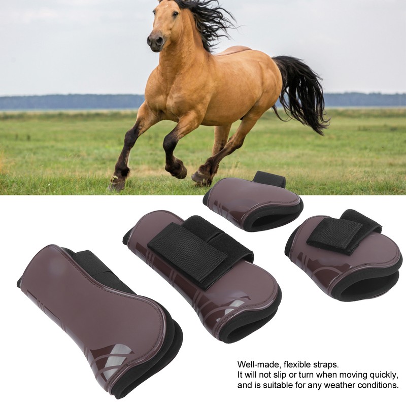1Set Horse Tendon Boots PU Elastic Thickened Adjustable Horse Leg