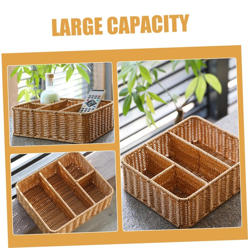 LABRIMP Woven Storage Basket Cosmetic Organiser Drawer Dividers Organizer Decorative