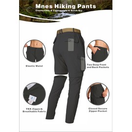 Mens Hiking Pants Convertible Zip Off Cargo Pants Lightweight Waterproof Travel Fishing Climbing Camping Outdoor Work Pants for Men-Dark Grey-34-M