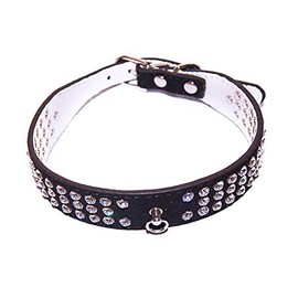 Pet Palace® "Debonair Doggy Suede Diamante Studded Luxury (INK BLACK Extra Small) Collar for Dogs of Distinction