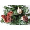 Woodland Animals cone cone/wood bristle Christmas Decoration set of 3
