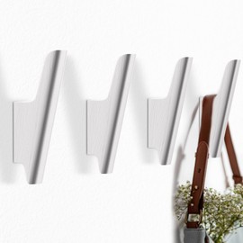 FCOWK Wood Wall Hooks 4 Pack Coat Hooks Wall Mount White Wooden Hooks for Hanging Hat, Bag, Backpack, Rustic Coat Hooks for Wall, Wood Towel Hooks for Bathrooms and Entryway Hooks (White)