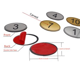 NanTun ABS Engraved 9cm x 5.5cm Oval Table Numbers Pubs Restaurants Clubs - Golden 1 to 20