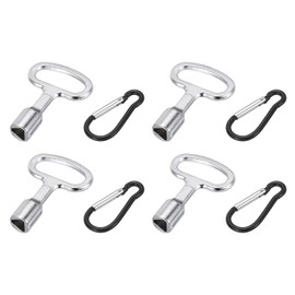 QUARKZMAN Set of 4 Triangular Key Wheelie Bin Metal Triangle Key with Key Ring Set Triangle Key for Water and Electricity Meter Bin (Silver)