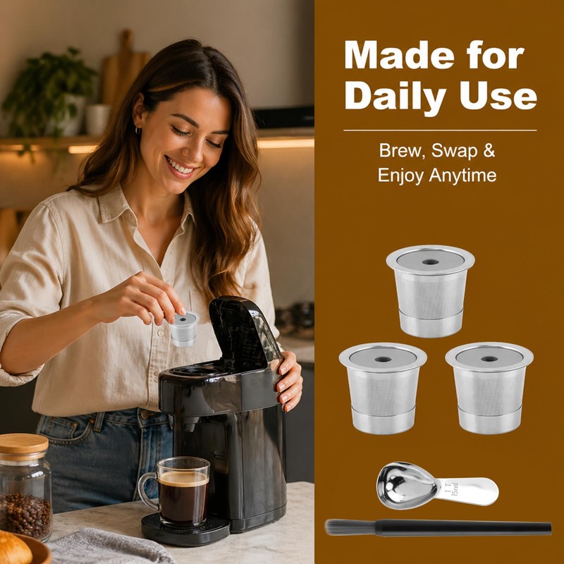 3 Pcs Reusable K Cups and Coffee Pods for Ninja