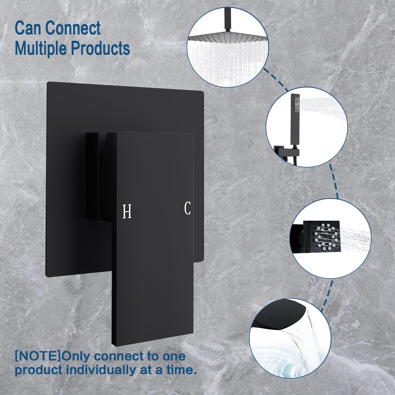 Enga Single Function Square Shower Mixer Valve - Wall Mount