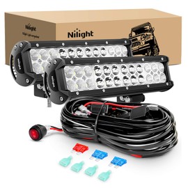Nilight Led Light Bar 2PCS 12 Inch 72W Spot Flood Combo with Off Road Wiring Harness, 2 Years Warranty (ZH030)