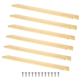 M METERXITY 6-Pack Cabinets Drawers Edge Pulls, 11.81" Aluminum Drawer Edge Pulls Concealed Tab Handle for Wardrobe/Kitchen Drawers/Cabinet Doors/Furniture [Brushed Gold]