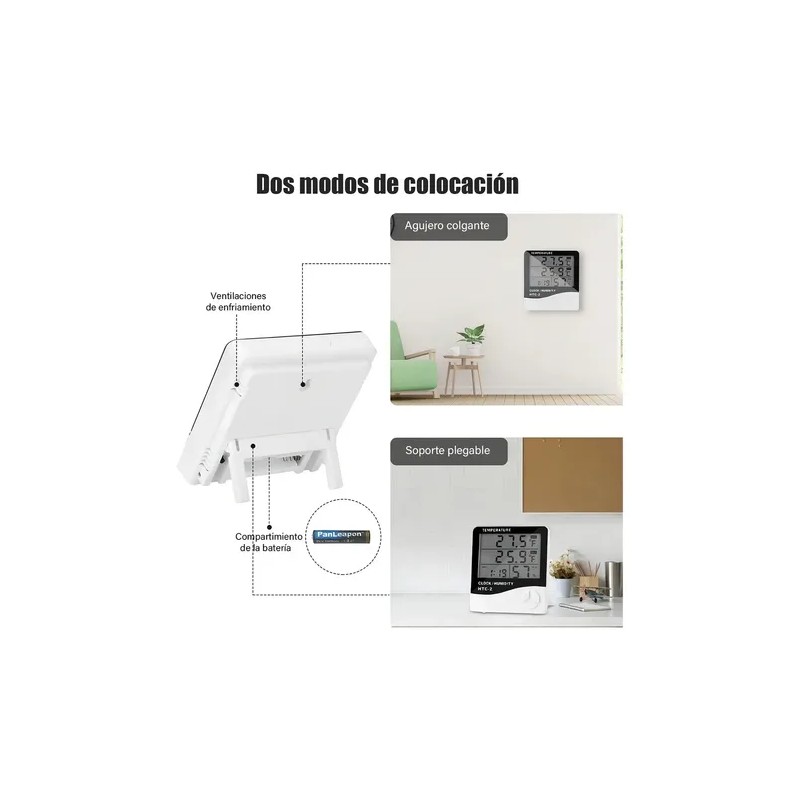 Termómetro Higrómetro Digital Interior Reloj Alarma Htc-2