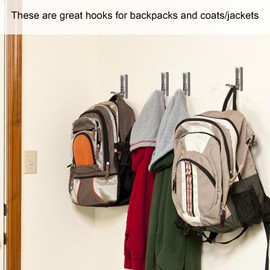 macikwon Foldable Coat Hooks 4 Pack,Heavy Duty Wall Hooks for Hanging Coats Towels Backpacks Bags Brushed Nickel Towel Hooks for a Functional Home (Brushed Nickel, 4)