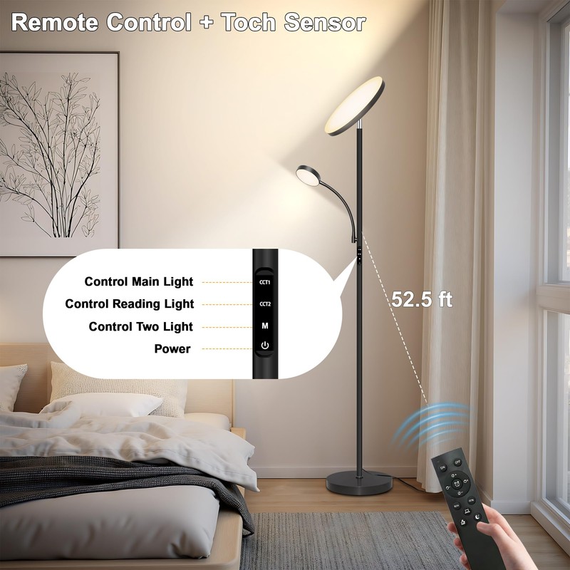 Floor Lamp-42W/4200LM Super Bright Floor Lamp,Dimmable 2-in-1 LED Floor Lamp