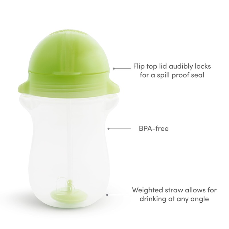 Munchkin Any Angle Weighted Toddler Straw Cups with Click Lock