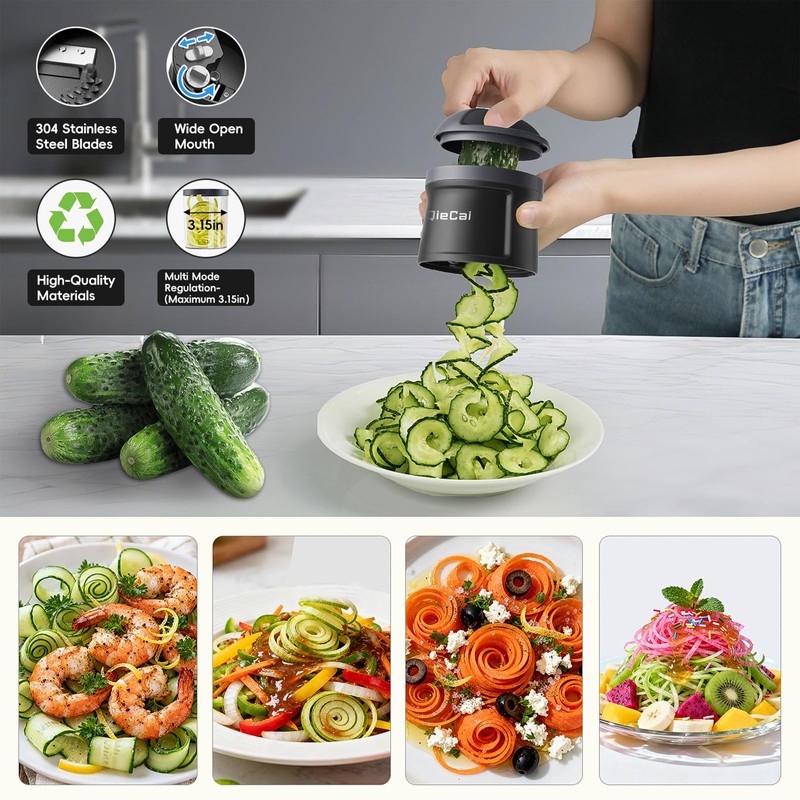 Spiral Cutter Vegetable with Container 4 in 1 Zucchini Spiral