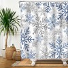 Canessioa Abstract Snowflake Shower Curtain Boho Blue and Grey Snowflakes