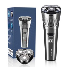 Electric Shaver Razor for Men Face Clean Shave - Rechargeable USB-C, Cordless, Dry/Wet Rotary Shaver with LED Display and Replacement Blade