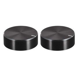 sourcing map 2 x Aluminium Volume Control Potentiometer Knurled Shaft Smooth Surface Rotary Knob 30 mm x 10 mm Black
