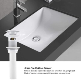 Daytesy Drain Stopper-Kitchen Bathroom Basin Sink White Coating Brass Pop Up Drain Stopper with Overflow Hole