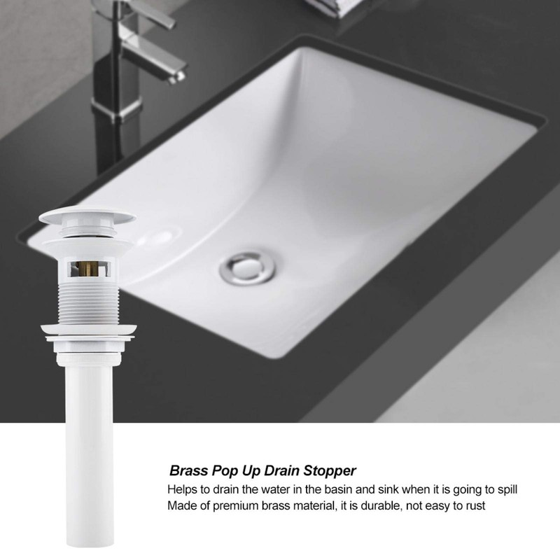 Daytesy Drain Stopper-Kitchen Bathroom Basin Sink White Coating Brass Pop