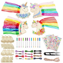 FIHODONE Pack of 12 Unicorn Craft Sets for Children, Unicorn Wooden Craft Children for Painting, Craft Set Children, Crafts Children's Birthday, Unicorn Children's Birthday Crafts for DIY Decoration,