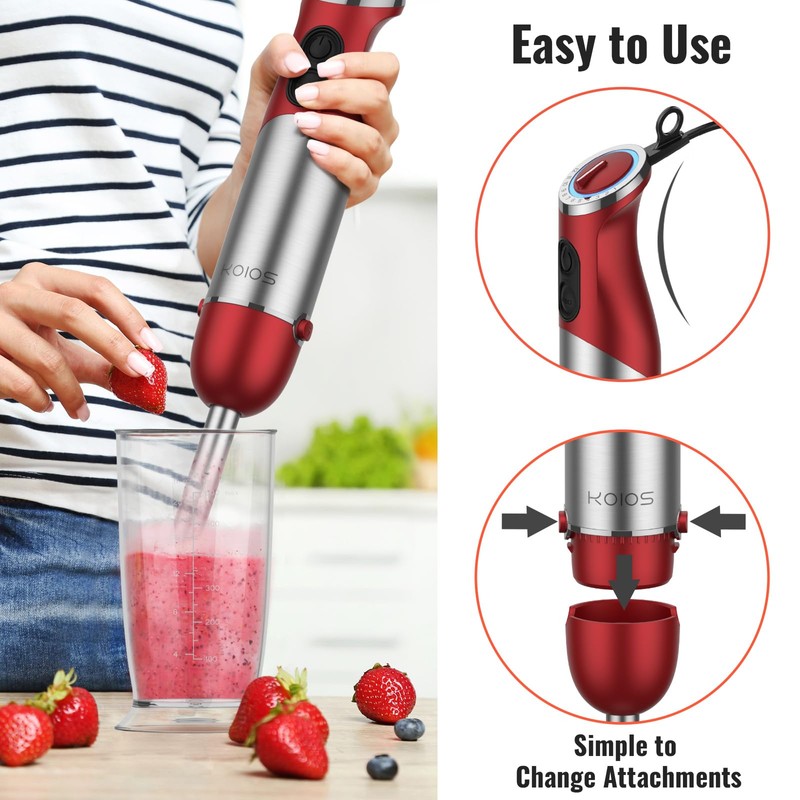 KOIOS 5-in-1 Hand Immersion Blender, 1000W 12 Speed Handheld Blender