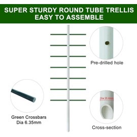 Agfabric 5ft Garden Trellis for Climbing Plants Outdoor, Round Tower Vineyard Trellis with 7 Arms(Each 1.64ft), Fiberglass Plant Support Trellis for Cucumber, Berries, (5ft*1.64ft,1pack)