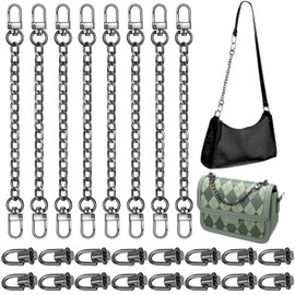 24 Pcs Purse Chain Strap Extender Studs Rivets D Ring Flat Purse Strap Extender Replacement Crossbody Conversion Kit Post Head Buttons Accessories for DIY Bag Hardware Wallet Handbags(Black)
