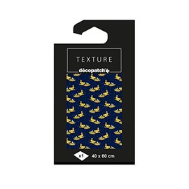 Décopatch - Ref TD824C - Texture Collection - Blue & Gold Birds Pattern - Contains 1 Sheet of 40 x 60cm Textured Paper, Foil Printing for Metallic Effects